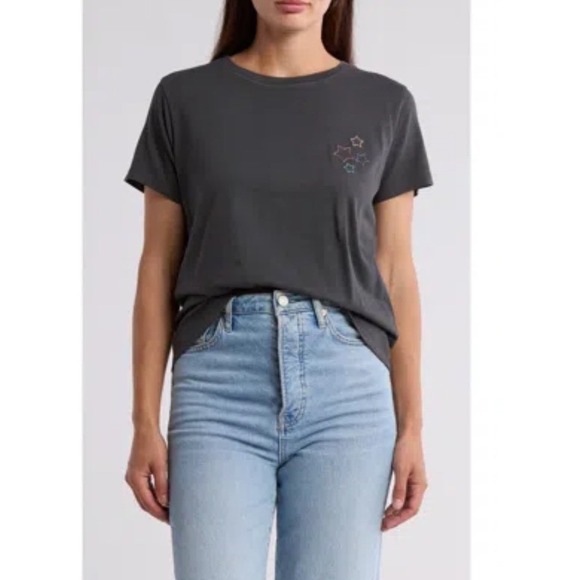 C & C California tee XL black sand star embroidered Kris vintage crew slim - Picture 2 of 11